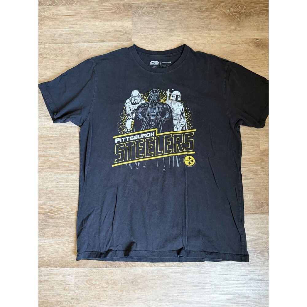 Star Wars Pittsburg Steelers Junk Food Clothing Black Top Size Large Darth Vader